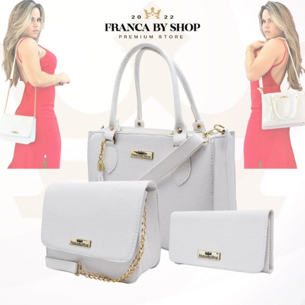 Bolsa Feminina Kit Completo com Carteira – Bolsa Média Transversal e de Mão para Trabalho ou Passeio