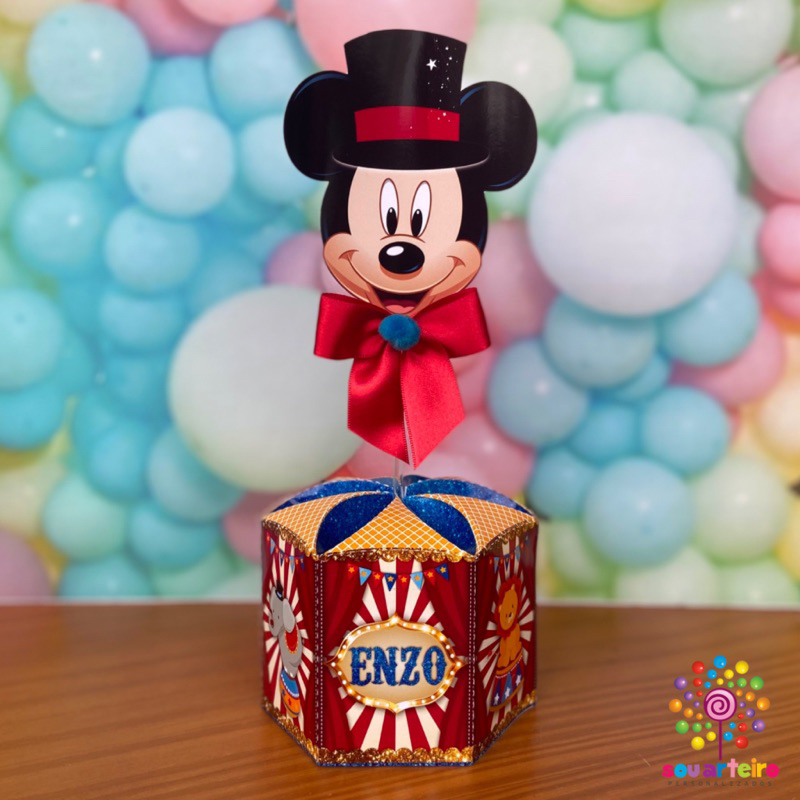 Centro de mesa Circo do Mickey 3D - Personalizado - 10 UNIDADES – Lembrancinha personalizada para Festa infantil