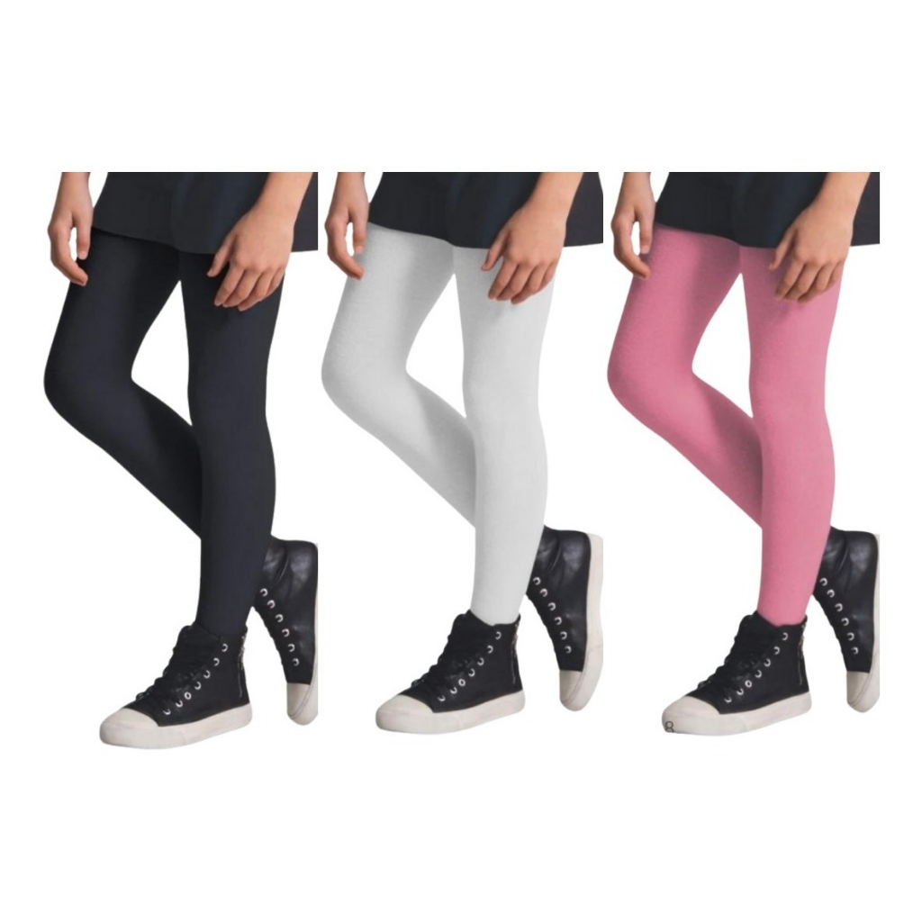 Kit 3 Meia Calça Infantil Juvenil Com Pé Grossa Fio 80 Algodão Inverno Selene