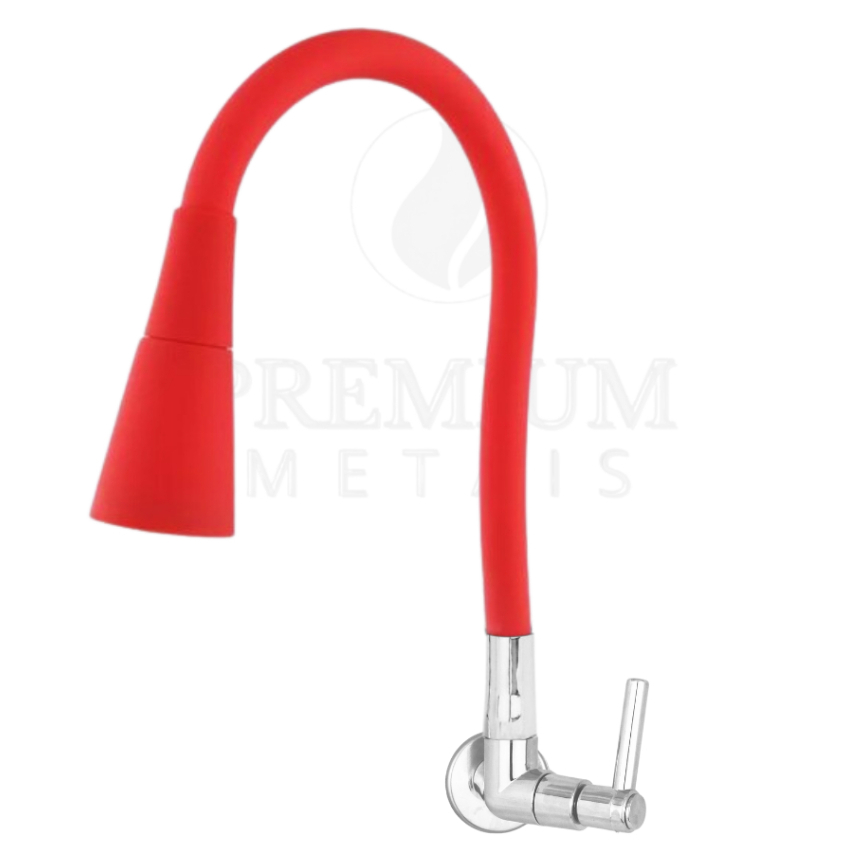 Torneira Flexivel Vermelho Cone Gourmet Cozinha Parede 1167