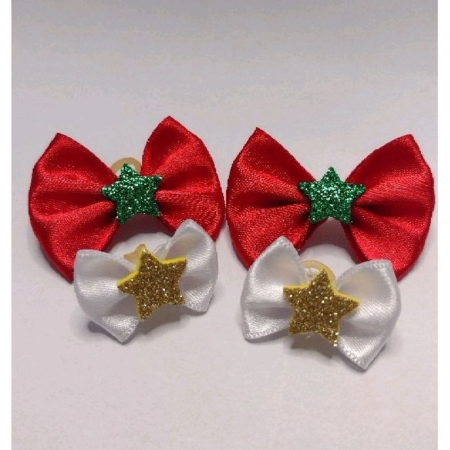 Kit Laços Pet para Natal e Ano Novo / Lacinho Pet de Natal / Acessórios para Pet