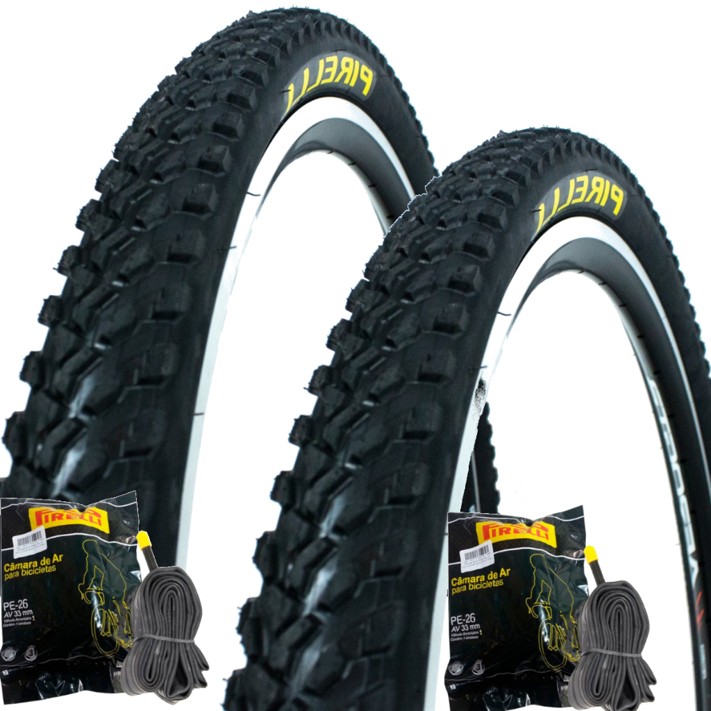 Par 2 Pneu Aro 26 Cravo Pirelli Scorpion Bicicleta + 2 Camara de Ar Pirelli Bike