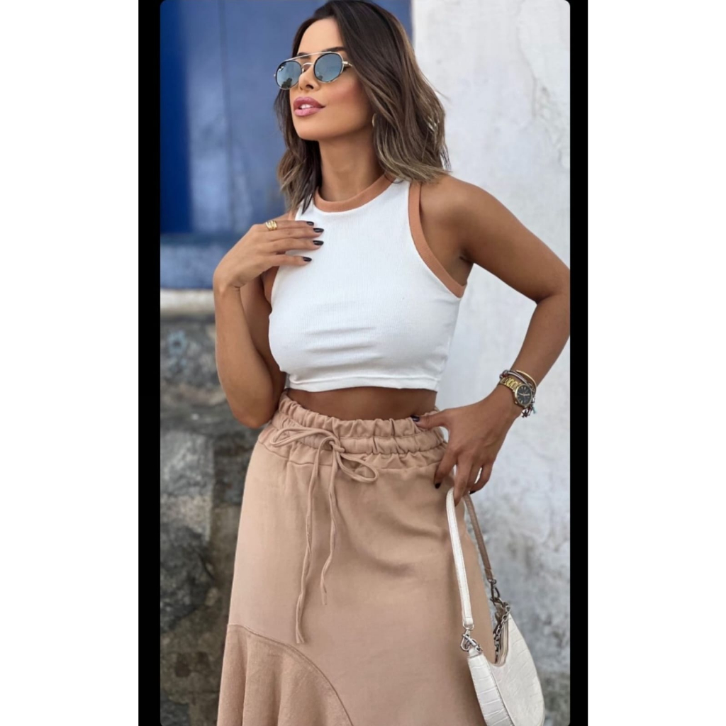 Conjunto Saia Diva mais blusinha Em ribana conjunto modelo Festa modelo Gringa.
