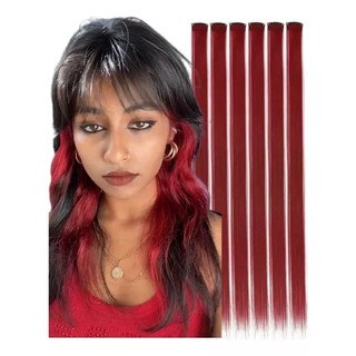 Aplique Cabelo Elegante Tic Tac Marsala Mechas 70 Cm