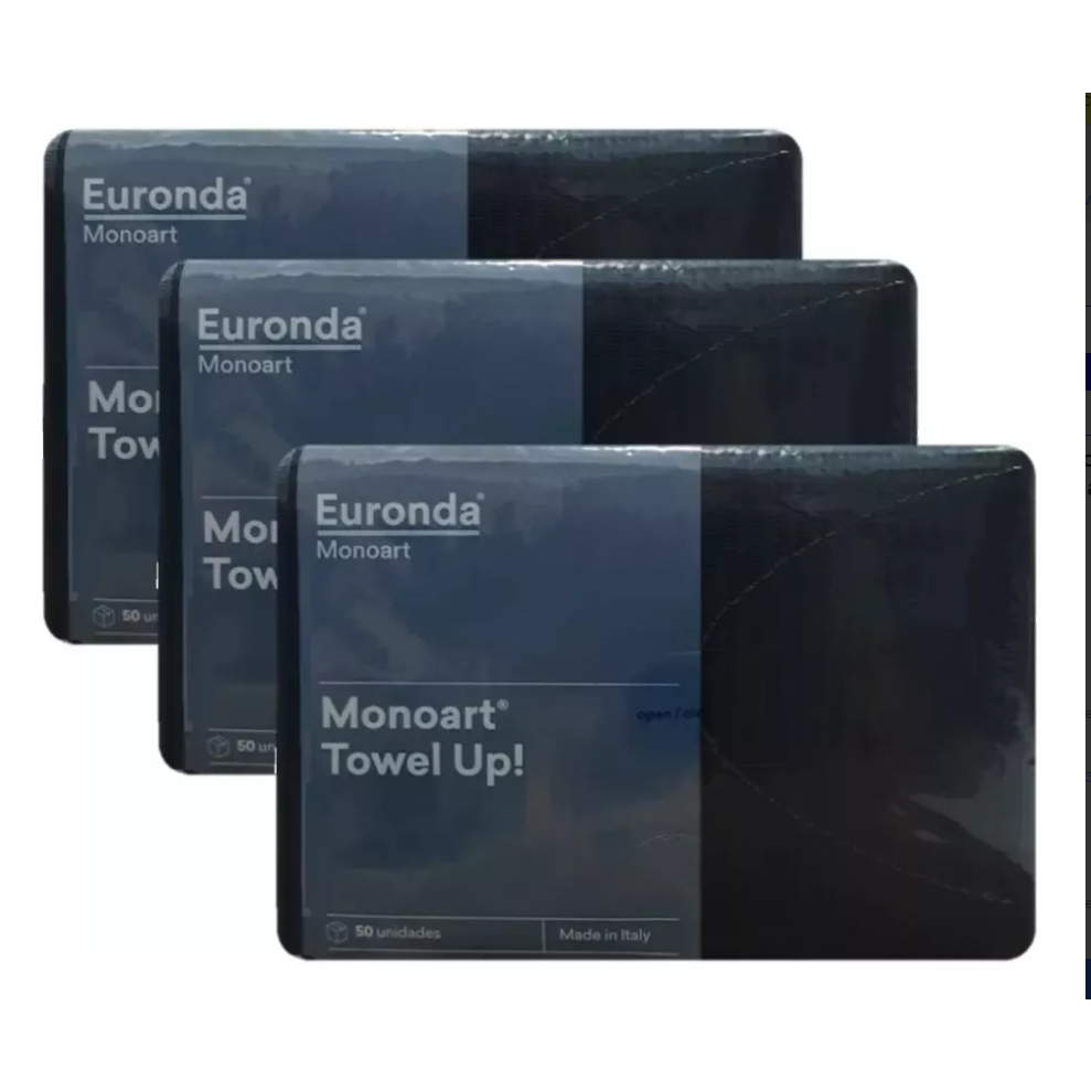 Babador Descartável Preto Towel Up Monoart Euronda (kit C/3)