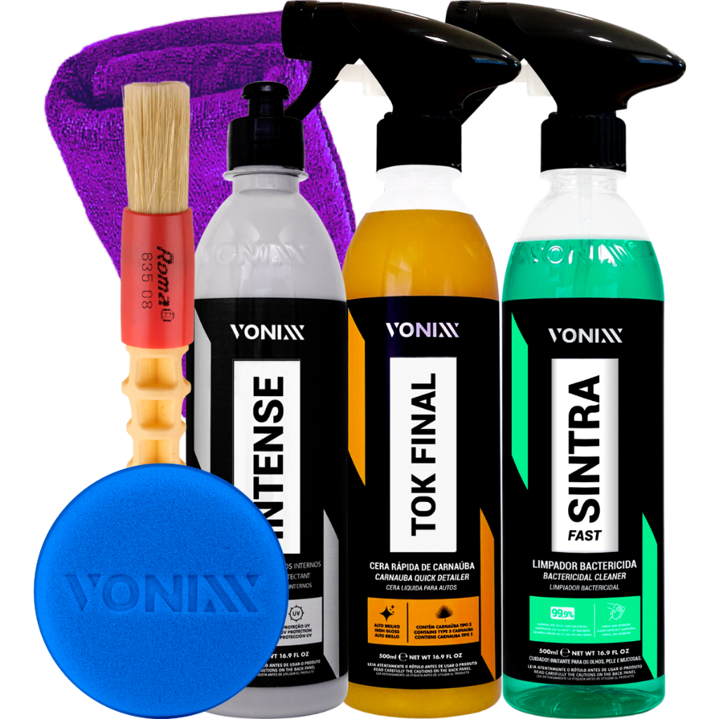 KIT VONIXX CERA LIQUIDA TOK FINAL REVITALIZADOR DE PLASTICOS INTENSE APC MULTIAÇÃO SINTRA FAST 500 ML em Oferta na Shopee