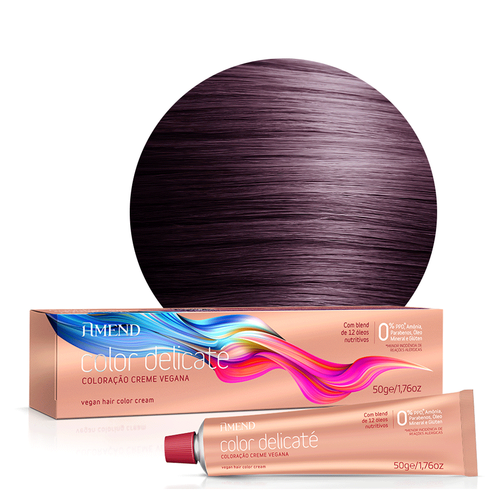 Amend Coloração Color Delicaté 33.66 Castanho Escuro Vermelho Intenso (Framboesa) 50g