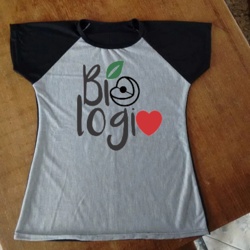 Camiseta de Biologia com Fruta - Raglan Feminina