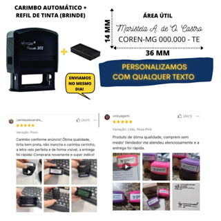 Carimbo Automático  -  ENVIAMOS NO MESMO DIA - Gravamos com qualquer texto em Oferta na Shopee
