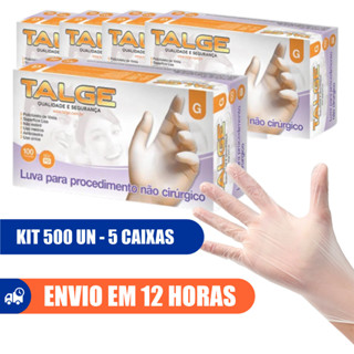 Luva Vinil Kit 5 Caixas 500un Sem Pó Talge