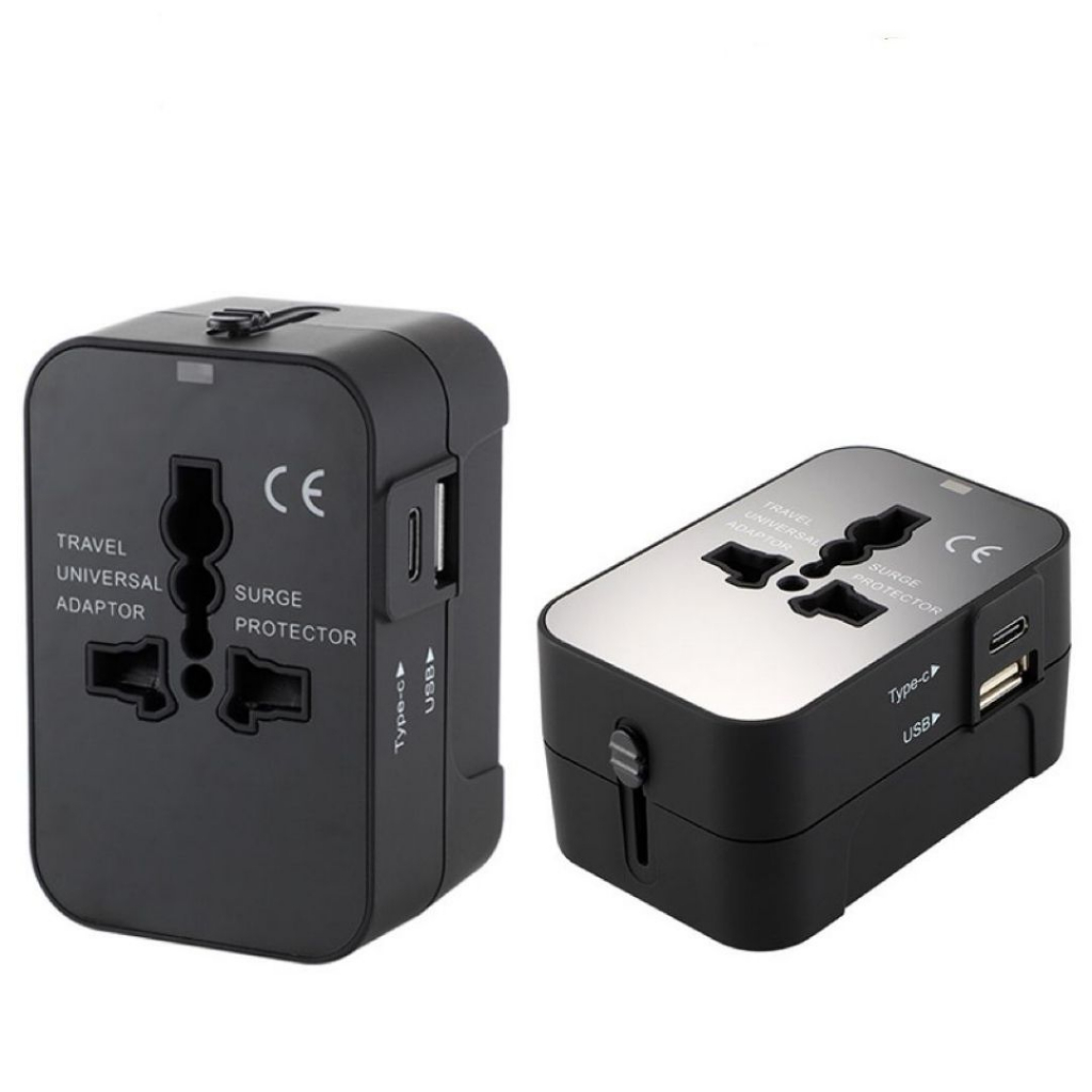 Tomada Universal Adaptador Com Usb E Usb-c Viagem 150 Países Type-c Uk Eua Europa
