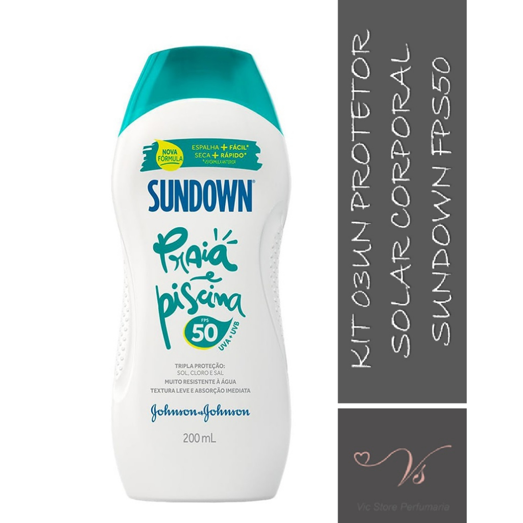 Kit 03un Protetor Solar Sundown Praia e Piscina FPS50 200ml