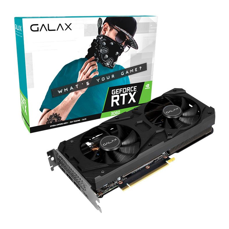 Placa de Vídeo RTX 3060 1-Click OC Galax NVIDIA GeForce, 12GB GDDR6, LHR, DLSS, Ray Tracing - 36NOL7MD1VOC