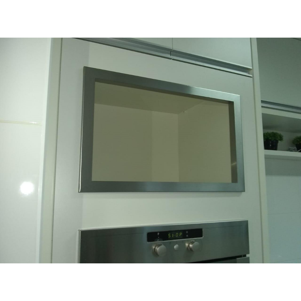 Moldura aço inox para embutir microondas brastemp bms46 no móvel