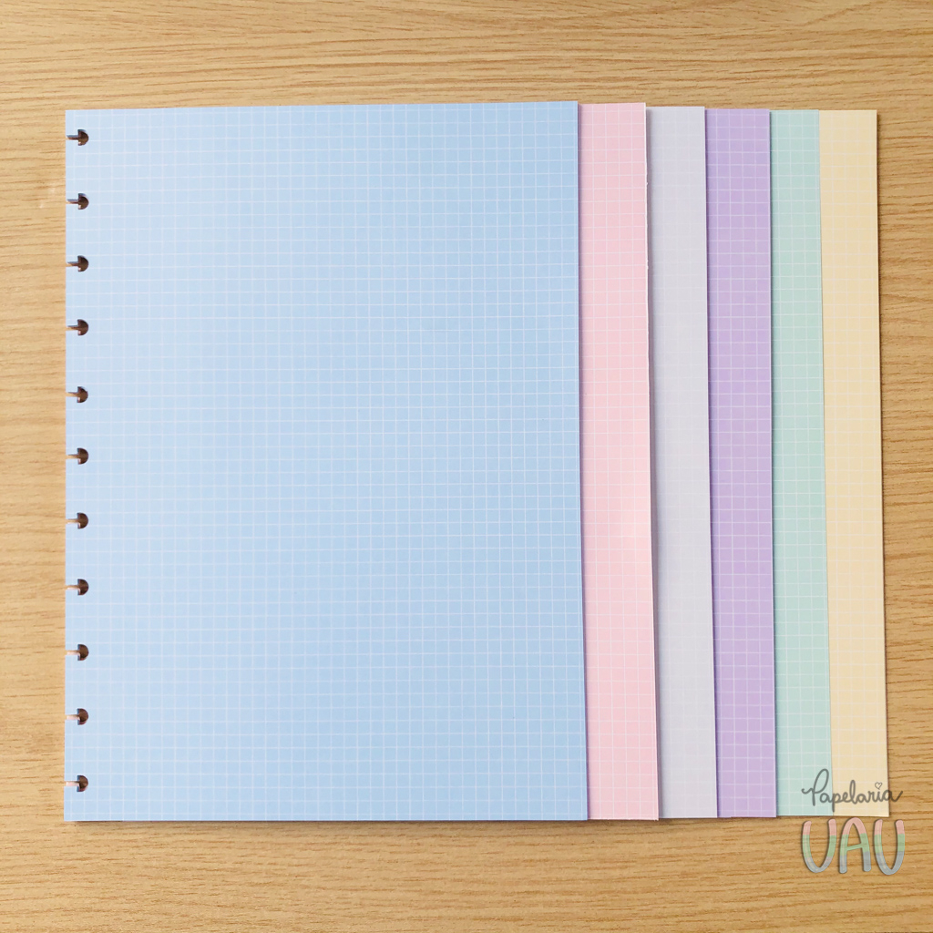 Refil quadriculado linhas brancas Colorido -Universitário (11 furos)