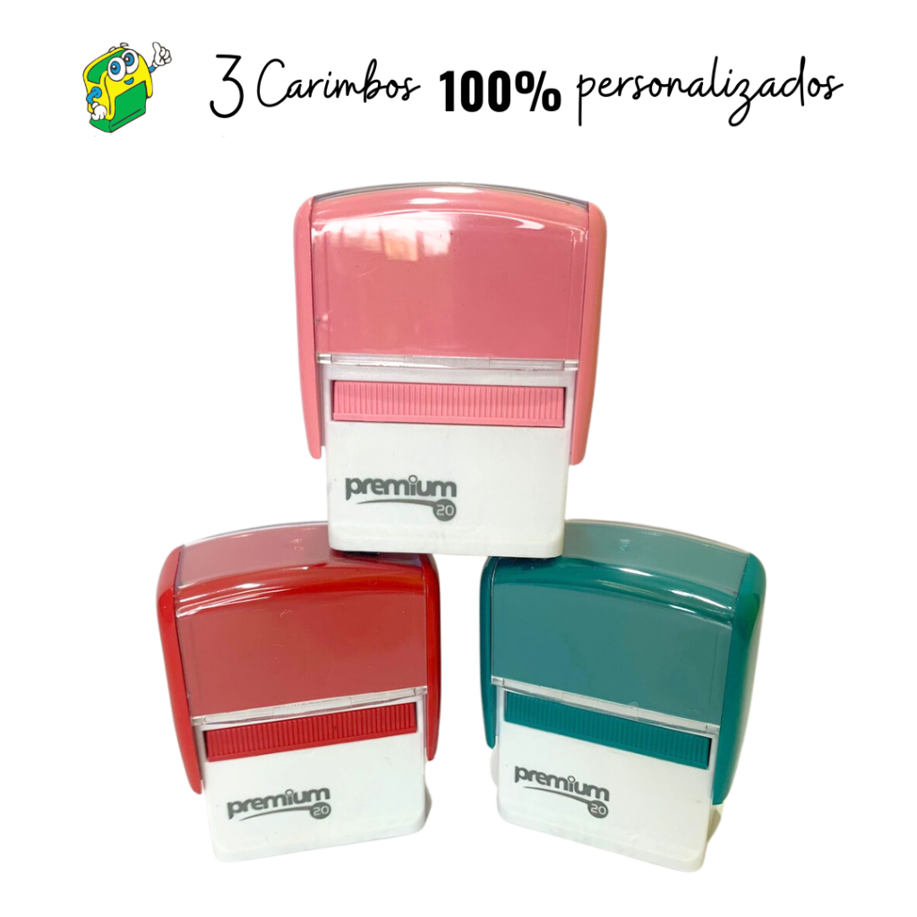 Kit 3 carimbos personalizados em Oferta na Shopee