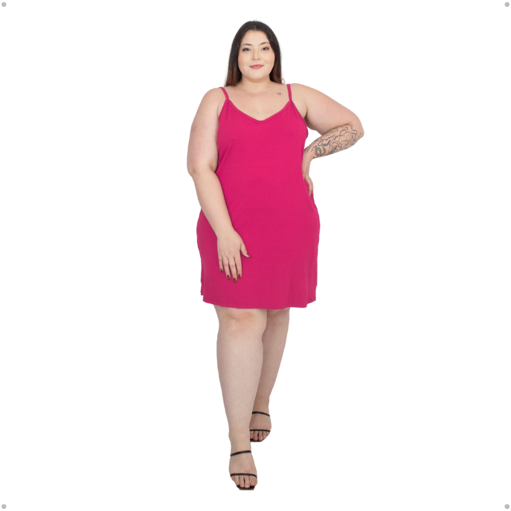 Vestido Curto Soltinho Feminino Reto Alcinha Plus Size 46 ao 60