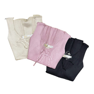 Camiseta Feminina Regata Tricot Modal Com Trançado