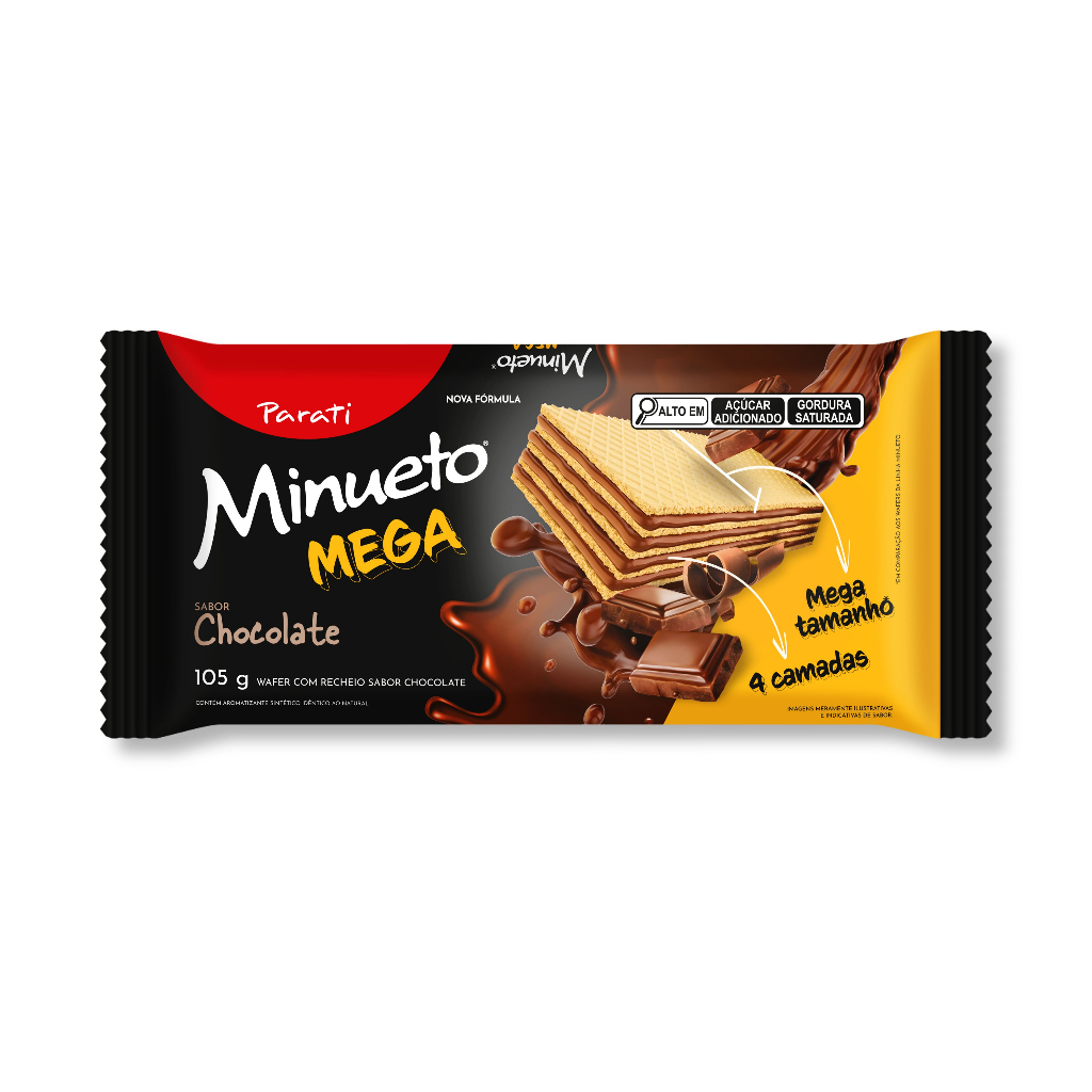 Biscoito Wafer Parati® Minueto® Mega sabor Chocolate 105G em Oferta na Shopee
