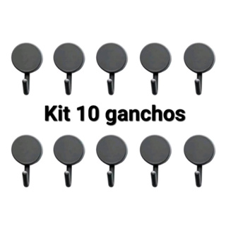 Kit 10 Ganchos Adesivos Organizador Multiuso Plástico Parede Preto em Oferta na Shopee