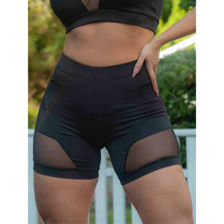 Bermuda Detalhe Em Tule Academia Fitness 10871 em Oferta na Shopee