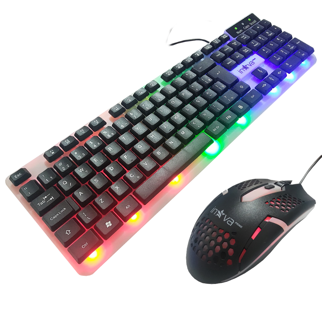 Teclado Mouse Gamer Led Rbg Com Fio Cabo Usb Pc Notebook