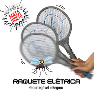 Raquete Eletrica Mata Mosquito Insetos Recarregavel Mosca Pernilongos Borrachudo Muriçoca