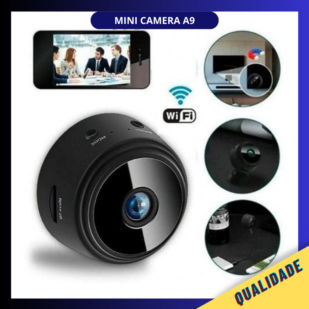 A9 Mini Câmera Segurança HD Sensor De Presença WI FI 110v Grava Em Cartão de Memória Com Suporte