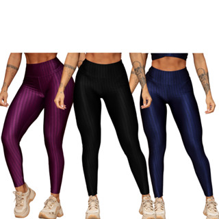 Kit 3 Calça Legging 3d Fitness Cirrê Academia Cintura Alta