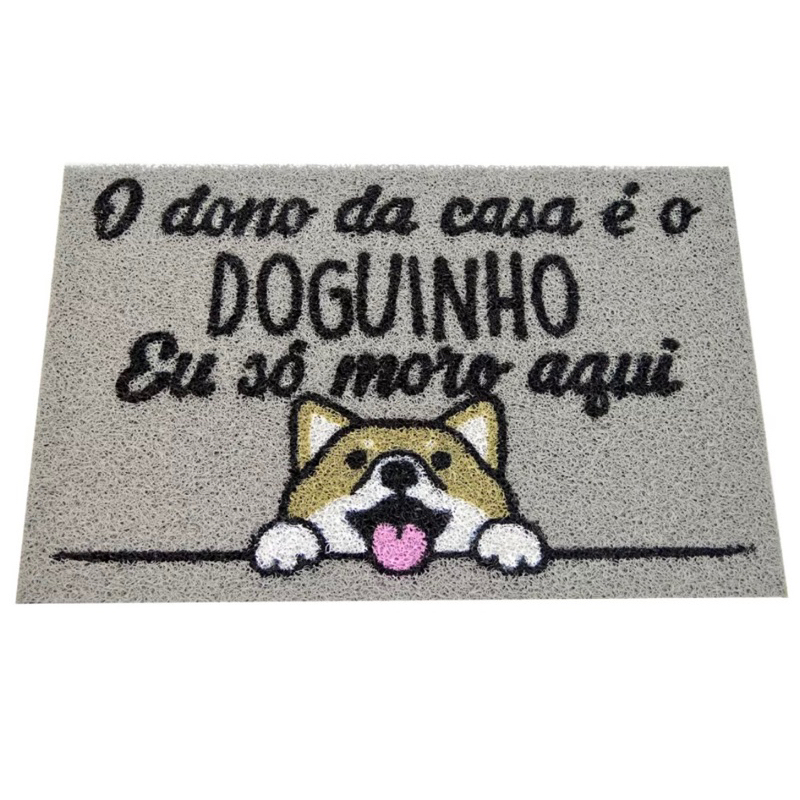 Tapete Capacho O Dono Da Casa E O Doguinho 60x40 pet divertido porta casa lar apartamento cão cachorro dog