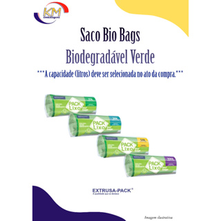 Saco Pack Lixo Bio Bags Biodegradável Verde - Extrusa - saco lixo sustentável, reciclagem, sustentabilidade em Oferta na Shopee