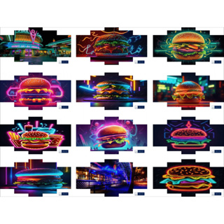 Quadro Decorativo mosaico lanchonete estilo neon, Quadro para bar, Quadro neon em Oferta na Shopee