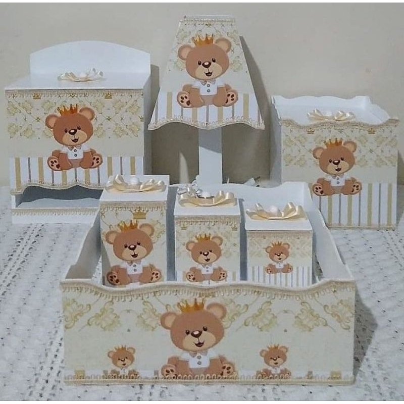 kit urso príncipe bege com branco