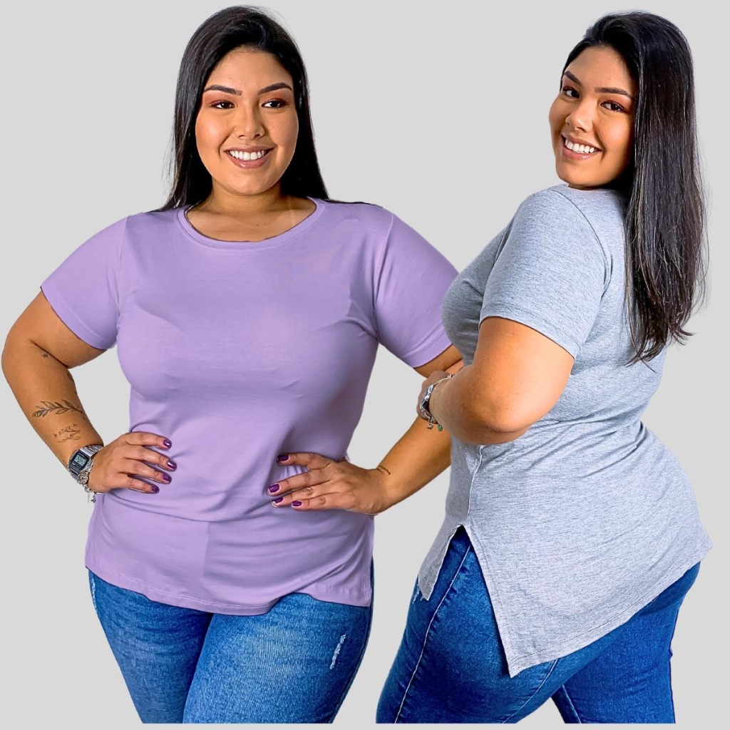 Blusa Camiseta Feminina Long Line Lisa Basica Academia Viscolycra Sobre Legg