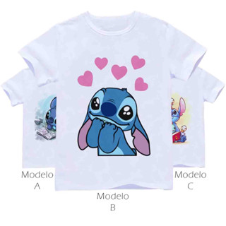 Camiseta Infantil Lilo & Stitch Coração Camisa Menina Moda B