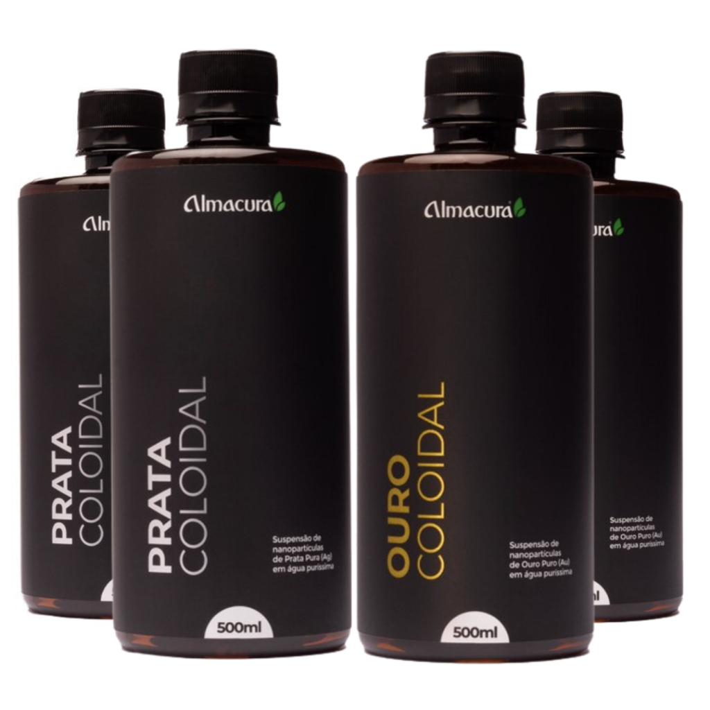 Kit 2 Prata Coloidal 2 Ouro Coloidal 332ppm