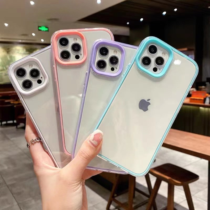 Case Capinha Transparente 3 em 1 iPhone 14/14 PRO/14 PRO MAX Capa Silicone Anti Impacto Colorido