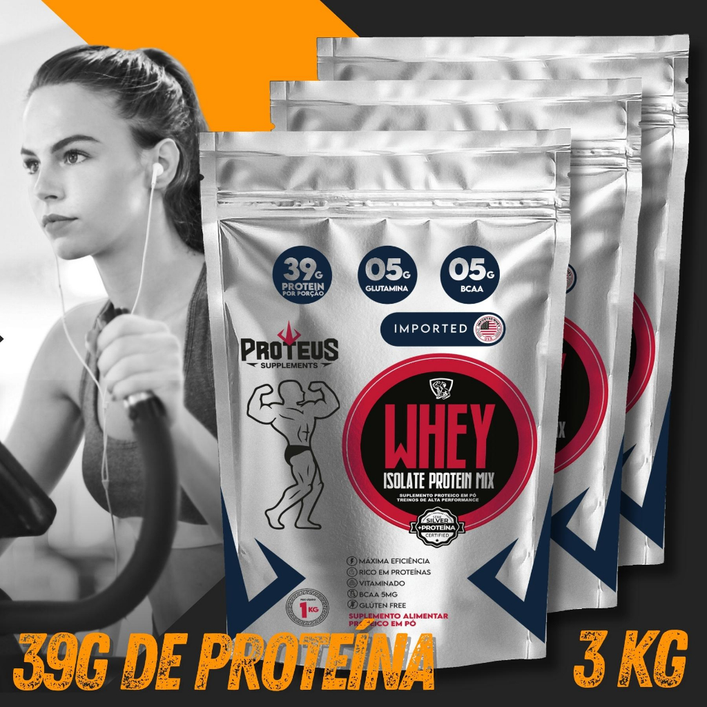 KIT Whey Protein Iso Mix 3kg 39g Proteina Muito Mais Resultados Whey Isolado Proteinas Whey Isolada Whey Concentrada Whey Concentrado Whey Proteus Supplements