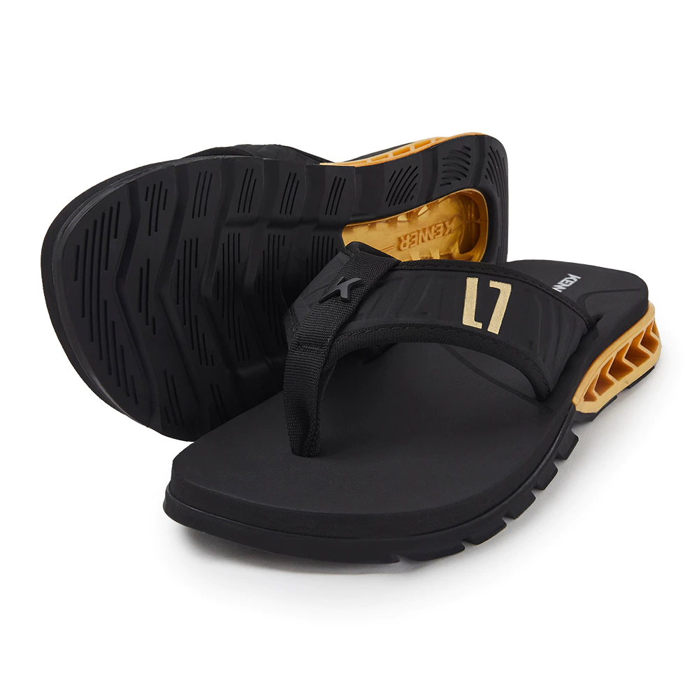 Sandalia Chinelo Kenner Masculino Feminino Alta Frequência L7 Elite Original Preto Dourado