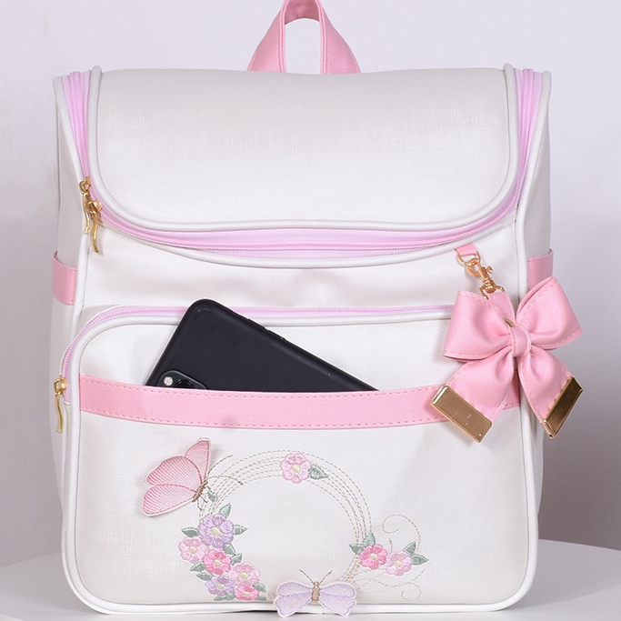 Mochila Maternidade Borboletas Off/Rosa - 01 Peça