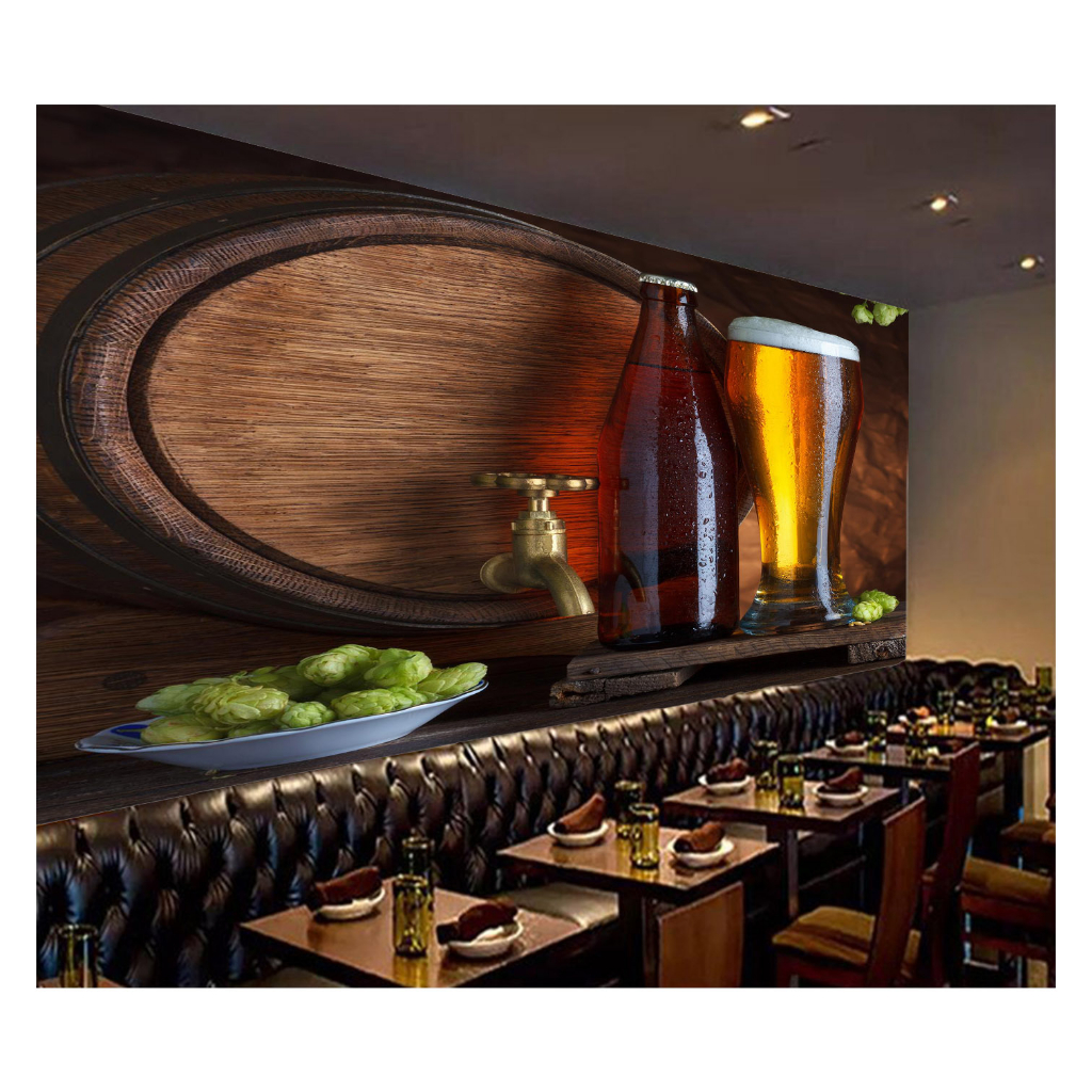Papel de Parede Alimento Adesivo Decorativo Decoração Lanchonete Adega Cerveja Chopp - AL170