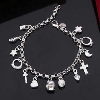 925 Prata Esterlina Banhado Charme Pulseira Corrente Jóias Pulseira Para Mulher Festa De Noivado Moda Jóias Acessórios