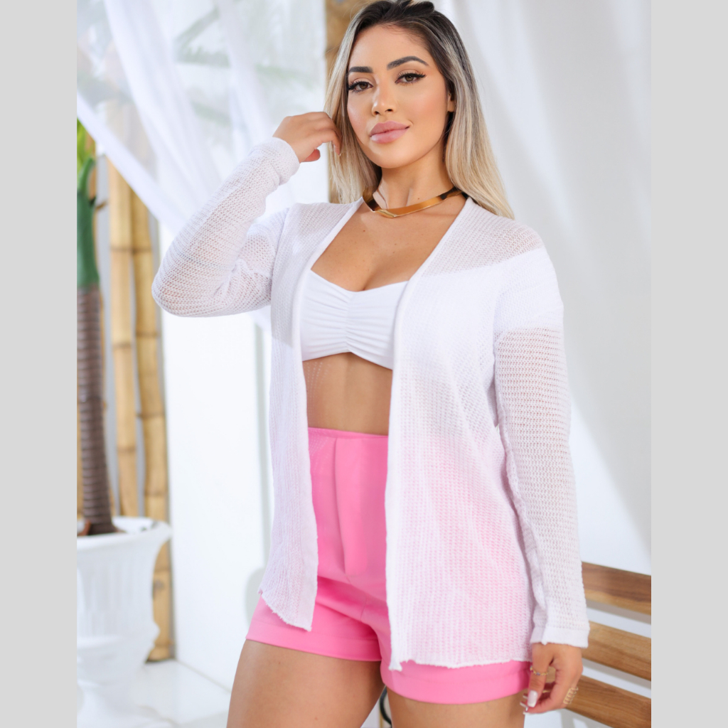 Cardigan Feminino Elegante Leve Fresco Casaquinho Blusa Excelente Caimento em Oferta na Shopee