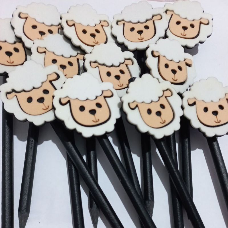 lápis ponteira ovelha,lápis ovelha kit com 12 ovelhinas papelaria lapis preto ovelha