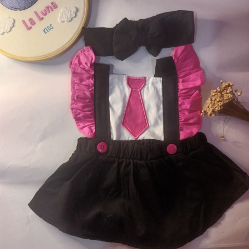 Romper Bebê Menina Poderosa Chefinha Roupa Mesversario Festa Fantasia Infantil Jardineira Bori