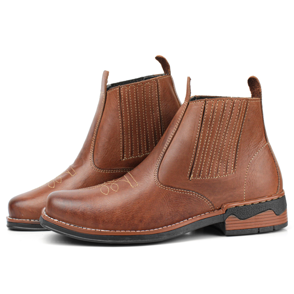Botina mateira masculina rodeio country texana de ziper ou elástico cano médio — imagem 2 de 2