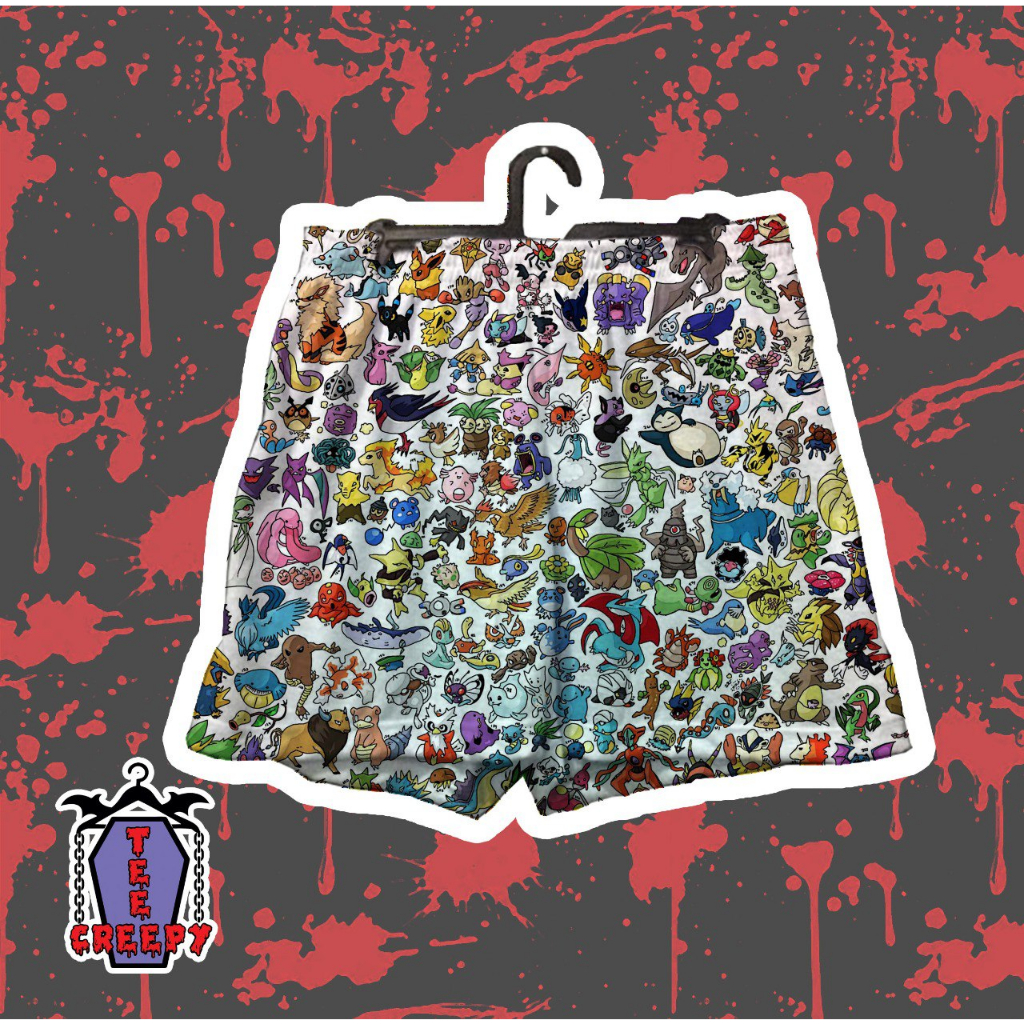Samba canção cueca short de dormir all pokemons desenho anime geek