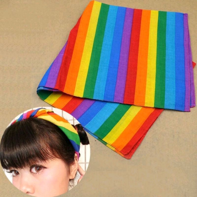 Kit 4 Bandana LGBT Arco-íris Lenço de Cabelo Colorida Listrada Lanço Ajustável