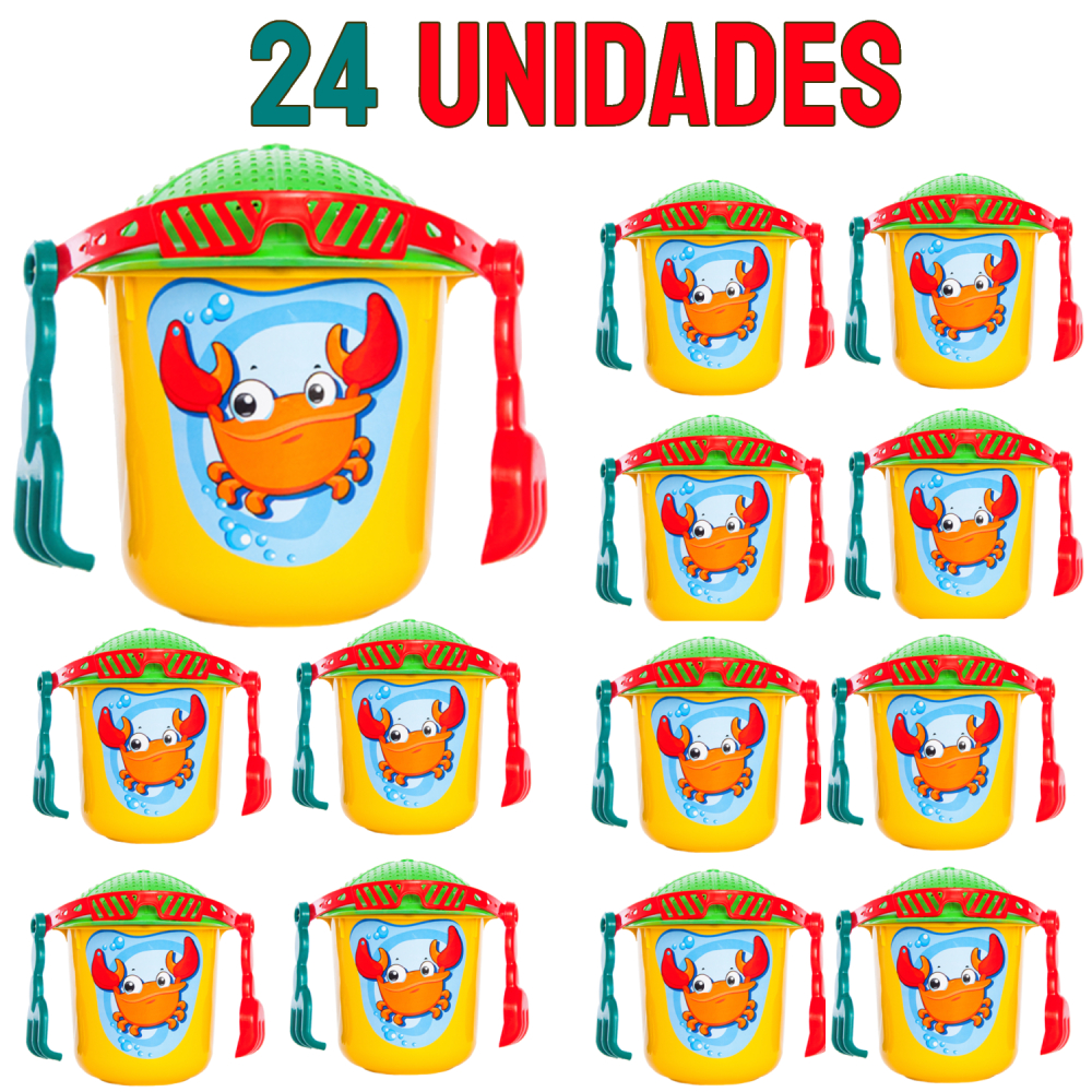 24 Baldinhos PraiaVenda No Atacado -  Com Certificação Inmetro - Cores e Estampas Sortidas - Bob C/4 unidades - kendy b. em Oferta na Shopee