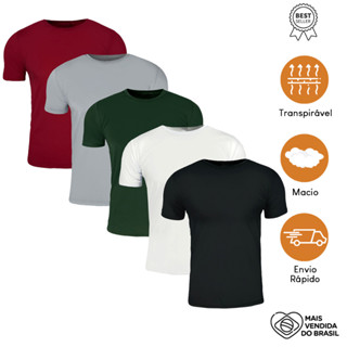 Kit 5 Camisetas Masculinas Básicas Algodão Premium
